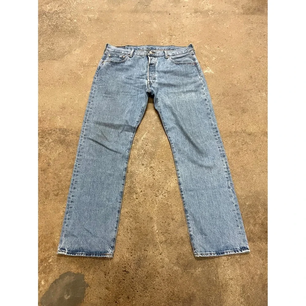 Levi's 501 Straight Jeans Men 38x32 Blue‎ Denim Stonewash Cotton Original Fit